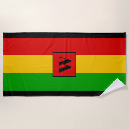 Rasta Flag Coloured Striped Monogram Reggae Strandtuch