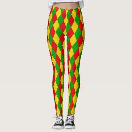 Rasta Flag Farbe Harlequin Diamonds Muster Leggings