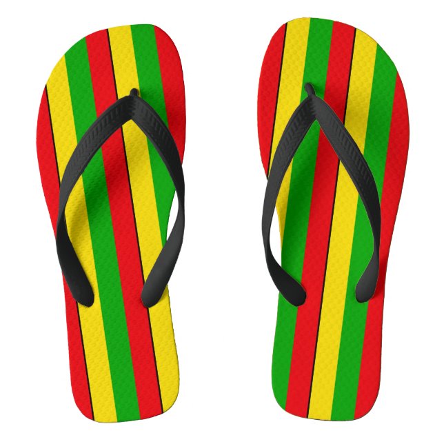 Rasta Flag Farben gestrichen Flip Flops (Fußbett)