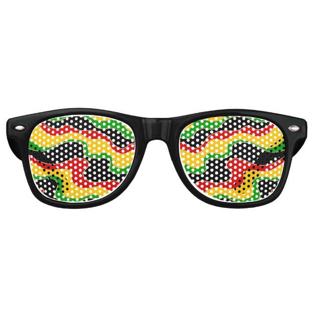 Rasta Flag Gemusterte Wavy Lines Partybrille (Vorderseite)