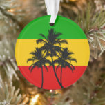 Rasta Flag Tropical Palm Trees Christmas Ornament<br><div class="desc">Rasta flag coloured striped Christmas tree ornament with black tropical palm tree silhouettes. All text on the back is customisable, so you can add your own names and message</div>