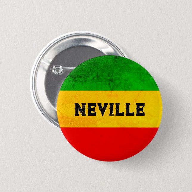 Rasta-Flagge farbig gestreift Reggae Button (Vorne & Hinten)