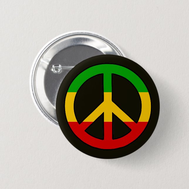 Rasta-Flaggenfarben Friedenssymbol Button (Vorne & Hinten)