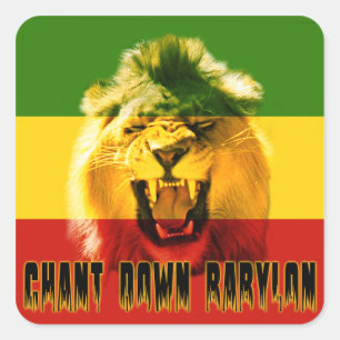 Rasta Gesang-unten Babylon-Löwe-Aufkleber Quadratischer Aufkleber
