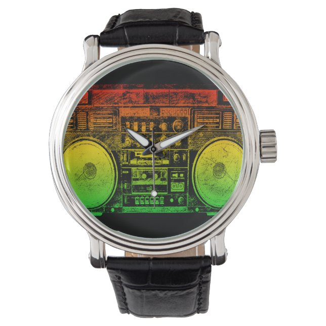Rasta ghetto blaster armbanduhr (Vorderseite)