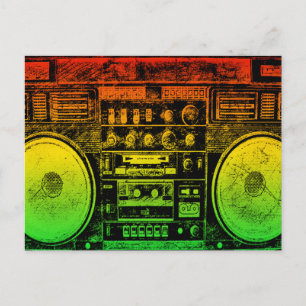 Rasta ghetto blaster postkarte