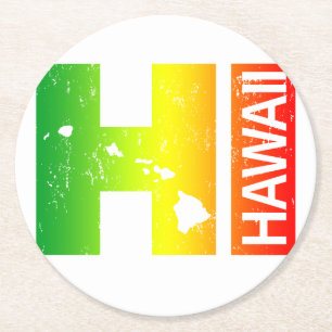 Rasta Hawaii Inseln HI Runder Pappuntersetzer