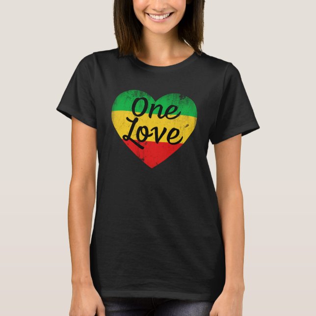Rasta Heart Liebe T-Shirt (Vorderseite)