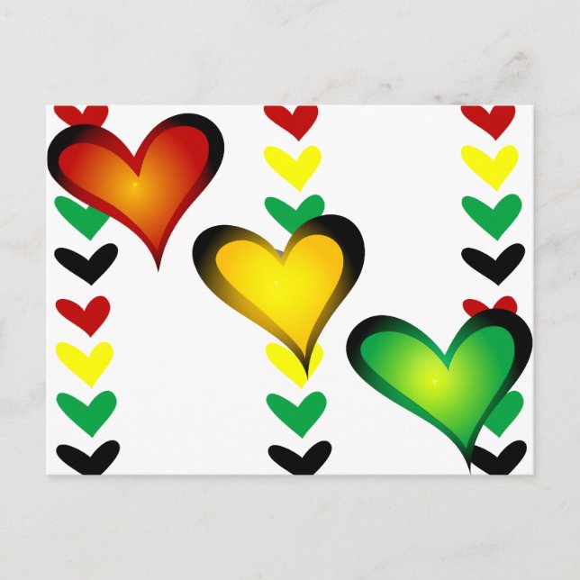Rasta Hearts Postkarte (Vorderseite)