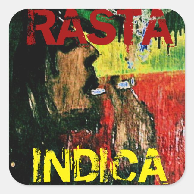 RASTA INDICA QUADRATISCHER AUFKLEBER (Vorderseite)