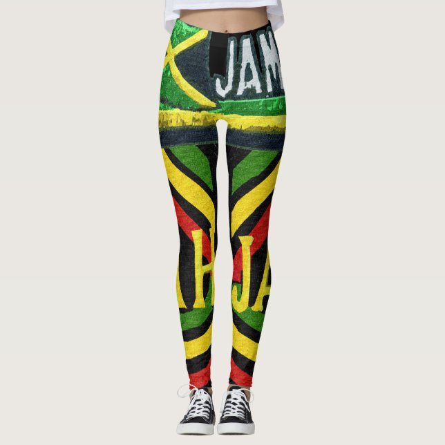 Rasta Jah Jamaikanische Leggings (Vorderseite)