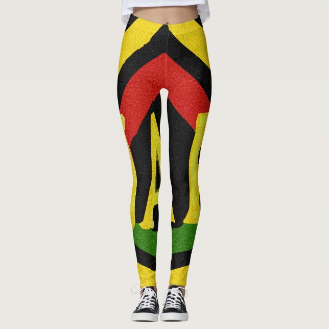 Rasta Jah Rastafari Red Gold Green Leggings (Devant)