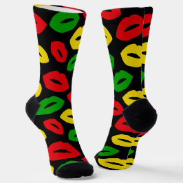 Rasta Liebe Lipstick Kisses Gemustert Socken
