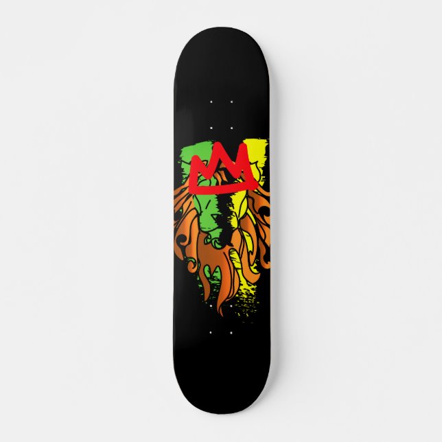 Rasta Lion Crown Skateboard (Vorne)
