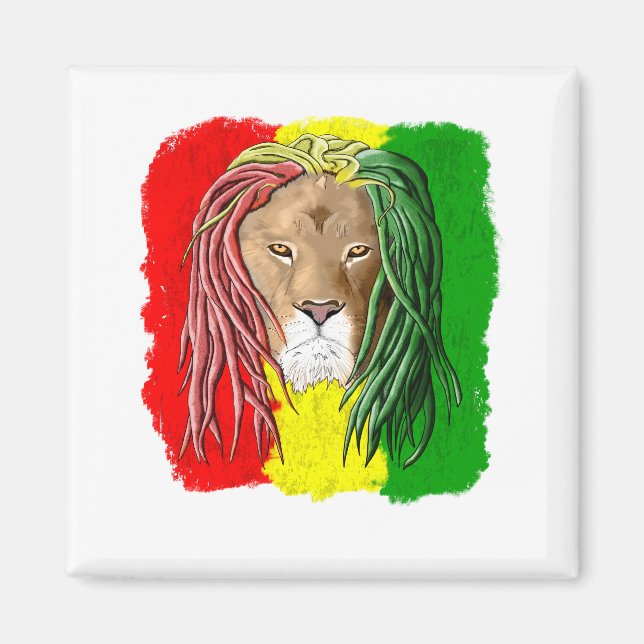 Rasta Lion Jamaican Reggae Flag Magnet (Vorne)