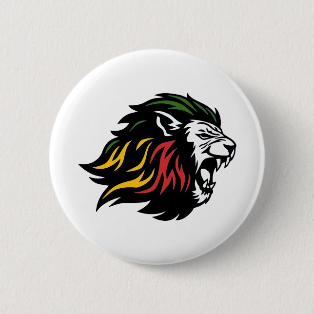 Rasta Lion of Judah Button (Vorderseite)
