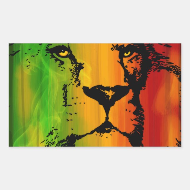 Rasta Lion Rechteckiger Aufkleber (Vorderseite)