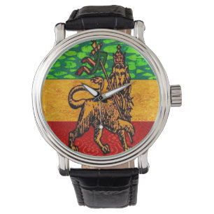 Rasta Lion von Juda Flag Armbanduhr