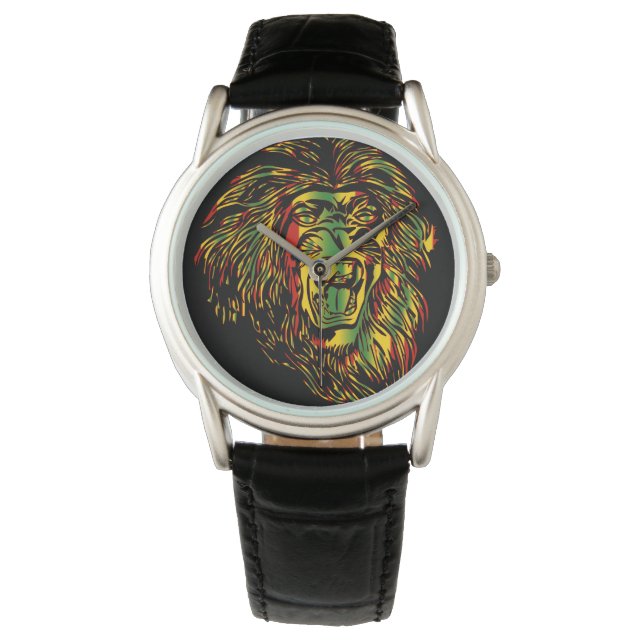 Rasta Lion von Judah Watch Armbanduhr (Vorderseite)