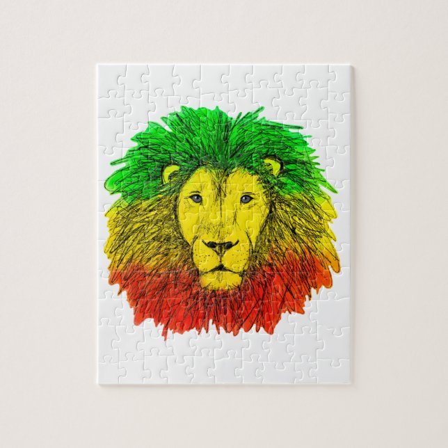 Rasta Löwe rot grün zeichnend Jamaika (Vertikal)