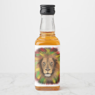 Rasta Löwe rot grün zeichnend Jamaika Alkoholflaschenetikett