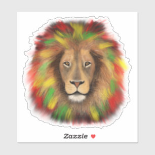 Rasta Löwe rot grün zeichnend Jamaika Aufkleber
