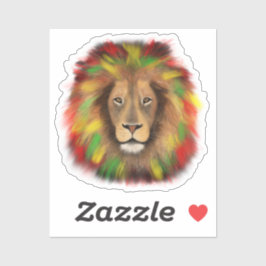 Rasta Löwe rot grün zeichnend Jamaika Aufkleber