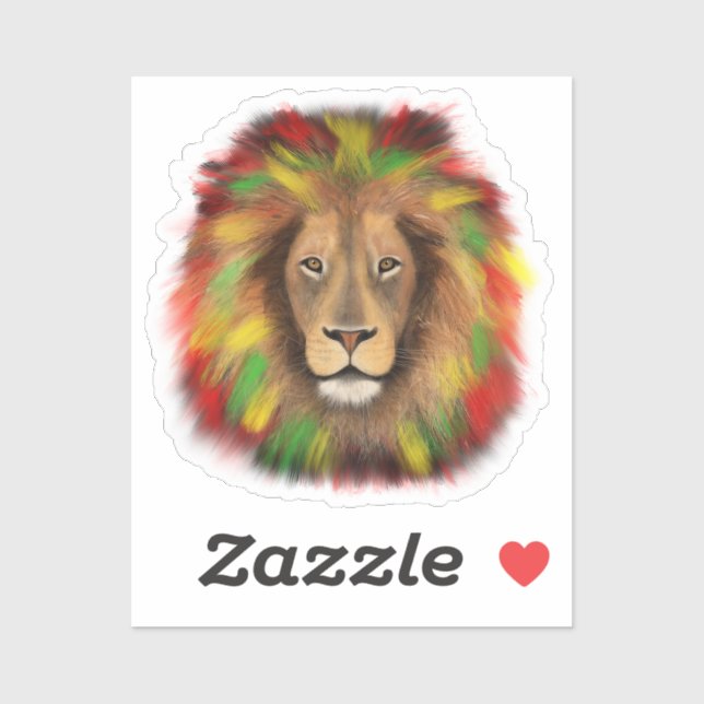 Rasta Löwe rot grün zeichnend Jamaika Aufkleber (Blatt)