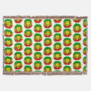 Rasta Löwe rot grün zeichnend Jamaika Decke