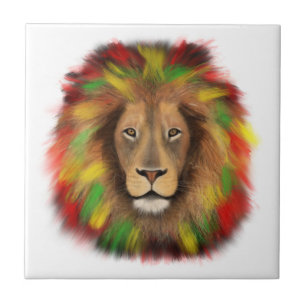 Rasta Löwe rot grün zeichnend Jamaika Fliese