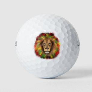 Rasta Löwe rot grün zeichnend Jamaika Golfball
