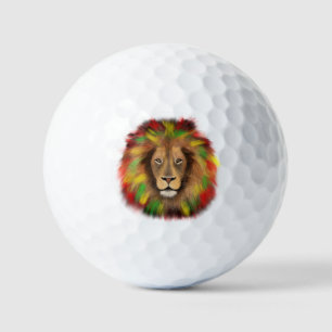 Rasta Löwe rot grün zeichnend Jamaika Golfball