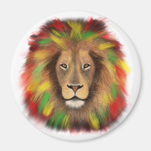 Rasta Löwe rot grün zeichnend Jamaika Magnet