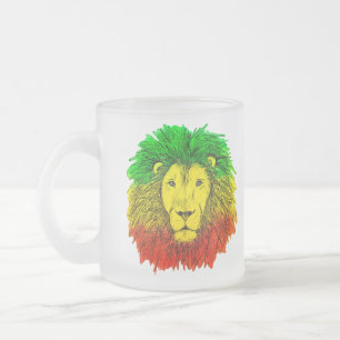 Rasta Löwe rot grün zeichnend Jamaika Mattglastasse