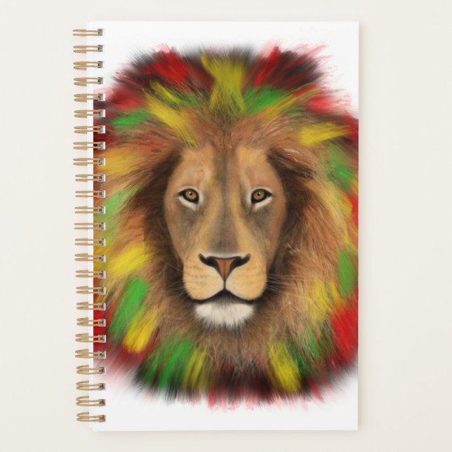 Rasta Löwe rot grün zeichnend Jamaika Planer (Vorderseite)