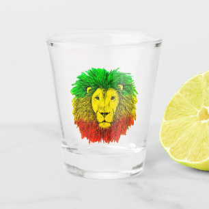 Rasta Löwe rot grün zeichnend Jamaika Schnapsglas