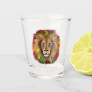 Rasta Löwe rot grün zeichnend Jamaika Schnapsglas