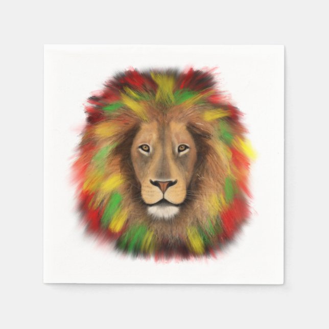 Rasta Löwe rot grün zeichnend Jamaika Serviette (Vorderseite)