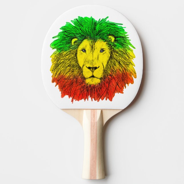 Rasta Löwe rot grün zeichnend Jamaika Tischtennis Schläger (Vorderseite)
