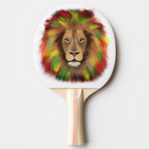 Rasta Löwe rot grün zeichnend Jamaika Tischtennis Schläger