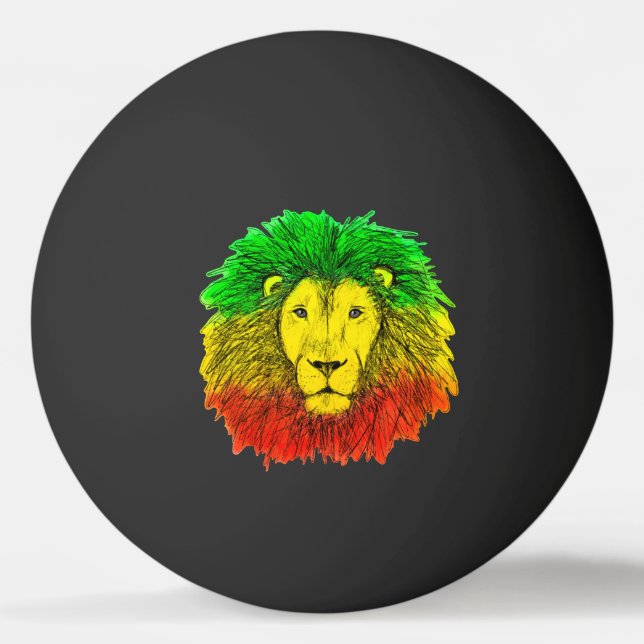 Rasta Löwe rot grün zeichnend Jamaika Tischtennisball (Vorderseite)