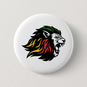 RASTA Löwe von Juda Rot Gold Grün Button