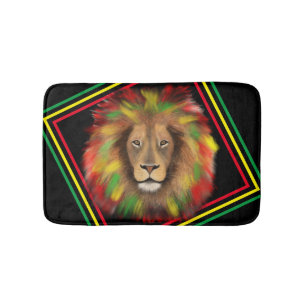 Rasta-Löwenkopf rot gelb grün Zeichnung Jamaika Badematte