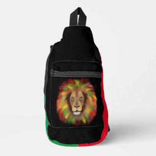 Rasta-Löwenkopf rot gelb grün Zeichnung Jamaika Crossbody Bag