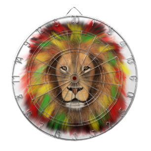 Rasta-Löwenkopf rot gelb grün Zeichnung Jamaika  Dartscheibe