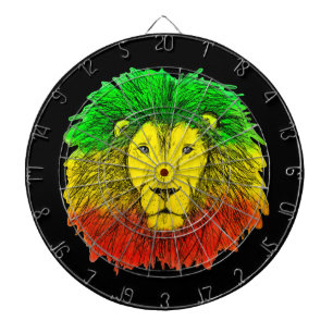 Rasta-Löwenkopf rot gelb grün Zeichnung Jamaika  Dartscheibe