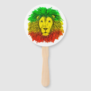 Rasta-Löwenkopf rot gelb grün Zeichnung Jamaika  Fächer