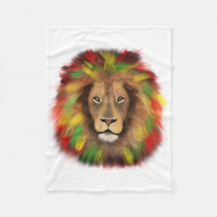 Rasta-Löwenkopf rot gelb grün Zeichnung Jamaika Fleecedecke