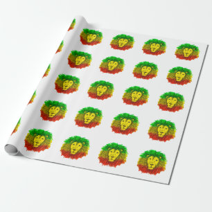 Rasta-Löwenkopf rot gelb grün Zeichnung Jamaika Geschenkpapier