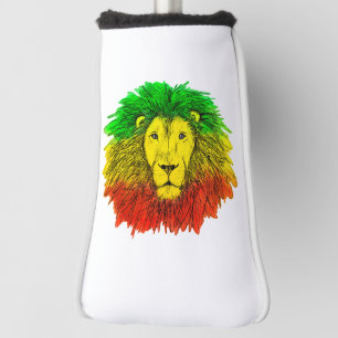 Rasta-Löwenkopf rot gelb grün Zeichnung Jamaika Golf Headcover